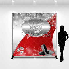 Aperturee - Custom Silver Red Carpet Sparkle Prom Night Backdrop