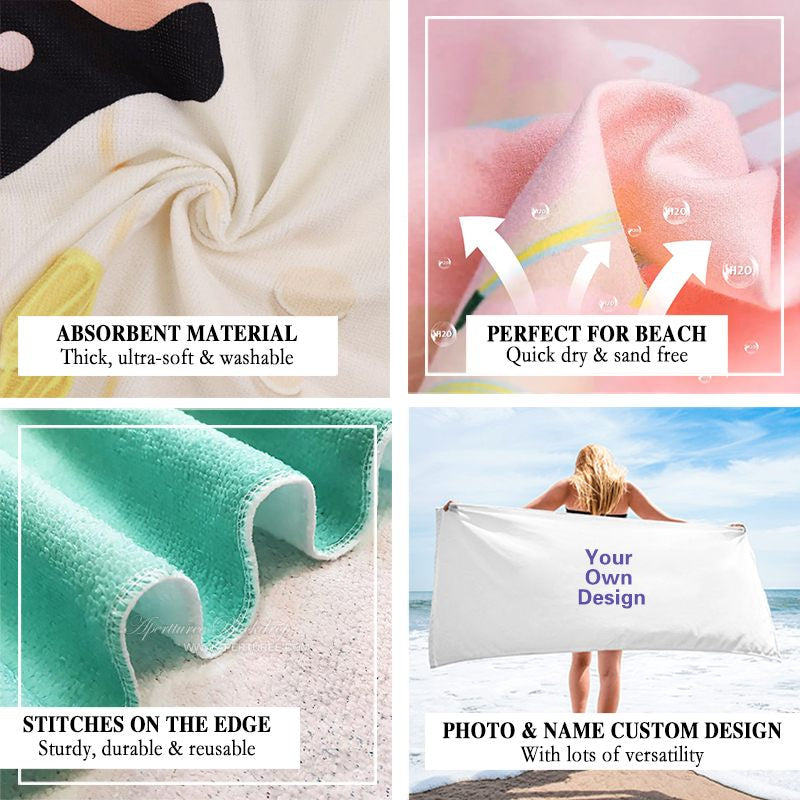 Aperturee - Custom Soft Beach Towel with Your Photo Text