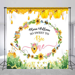 Aperturee - Custom Spring Floral Sweet Bee First Birthday Backdrop