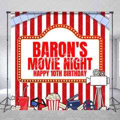 Aperturee - Custom Stripes Movie Night 10th Birthday Backdrop