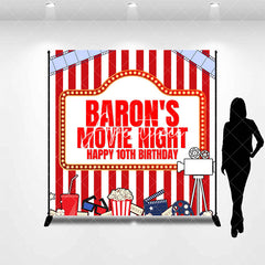 Aperturee - Custom Stripes Movie Night 10th Birthday Backdrop