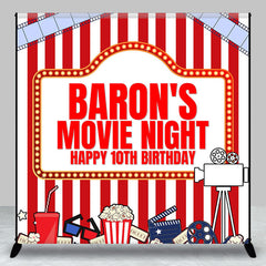 Aperturee - Custom Stripes Movie Night 10th Birthday Backdrop