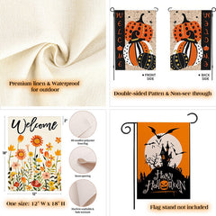 Aperturee - Custom Text Pumpkin Lantern Halloween Garden Flag