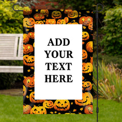 Aperturee - Custom Text Pumpkin Lantern Halloween Garden Flag