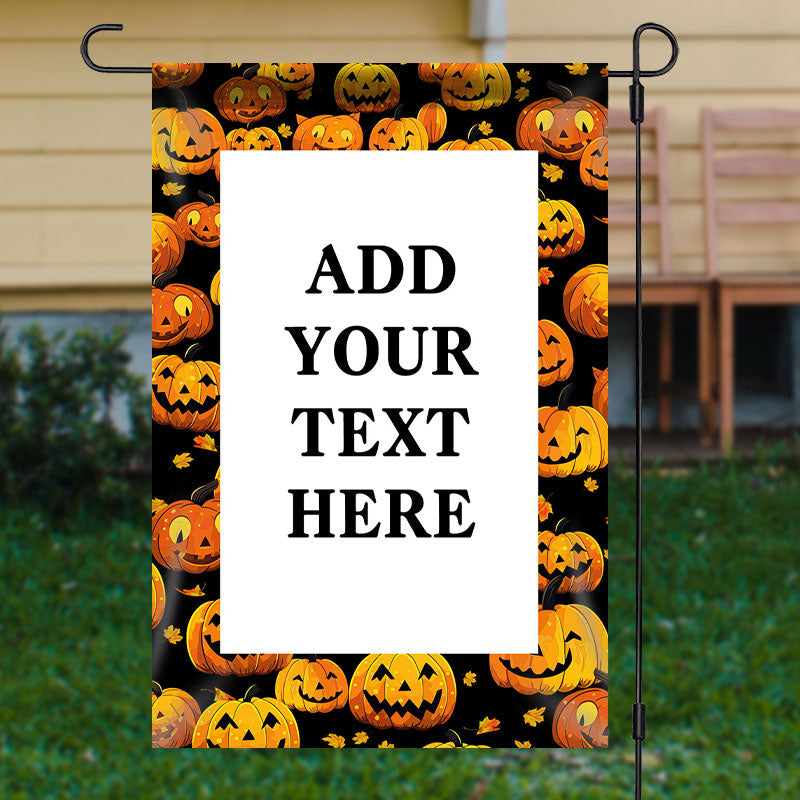 Aperturee - Custom Text Pumpkin Lantern Halloween Garden Flag