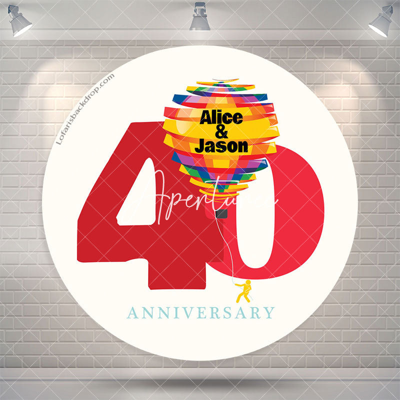 Aperturee Custom White 40 Years Round Anniversary Backdrop