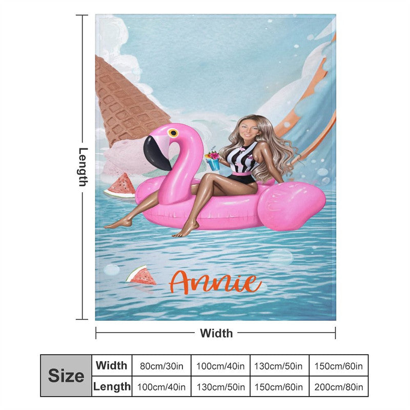 Aperturee - Customized Face Bikini Flamingo Ring Summer Blanket