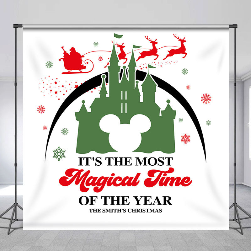 Lofaris Customized Name Castle Mouse Christmas Backdrop