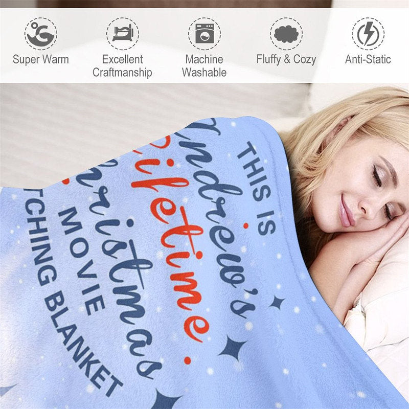 Aperturee - Customized Name Red Castle Snowy Christmas Blanket