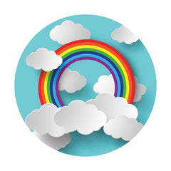Aperturee - Cute And Lovely Rainbow Cloud Circle Birthday Backdrop