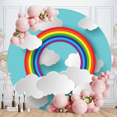 Aperturee - Cute And Lovely Rainbow Cloud Circle Birthday Backdrop