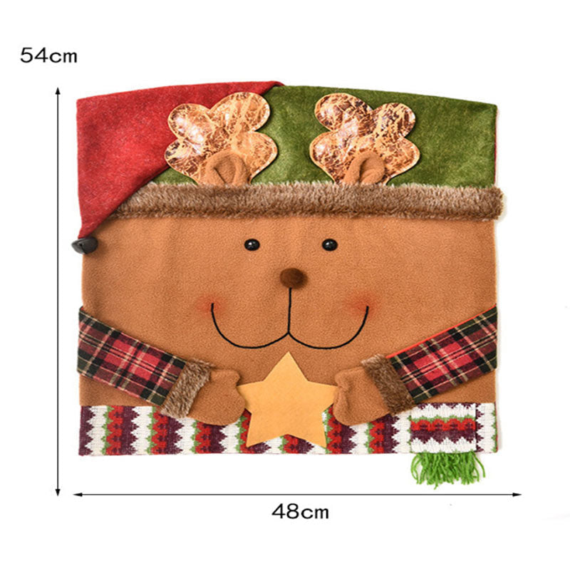 Aperturee - Cute Elk Snowman Santa Claus 3D Christmas Chair Cover