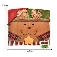 Aperturee - Cute Elk Snowman Santa Claus 3D Christmas Chair Cover