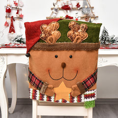 Aperturee - Cute Elk Snowman Santa Claus 3D Christmas Chair Cover
