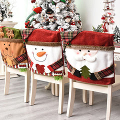 Aperturee - Cute Elk Snowman Santa Claus 3D Christmas Chair Cover