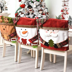 Aperturee - Cute Elk Snowman Santa Claus 3D Christmas Chair Cover
