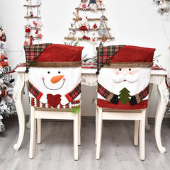 Aperturee - Cute Elk Snowman Santa Claus 3D Christmas Chair Cover
