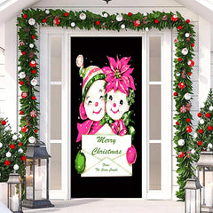 Aperturee - Cute Floral Baby Black Merry Christmas Door Cover