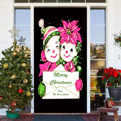 Aperturee - Cute Floral Baby Black Merry Christmas Door Cover