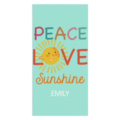 Aperturee - Cute Peace Love Sunshine Custom Name Beach Towel