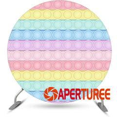 Aperturee - Cute Pop It Creamy Color Round Birthday Backdrop