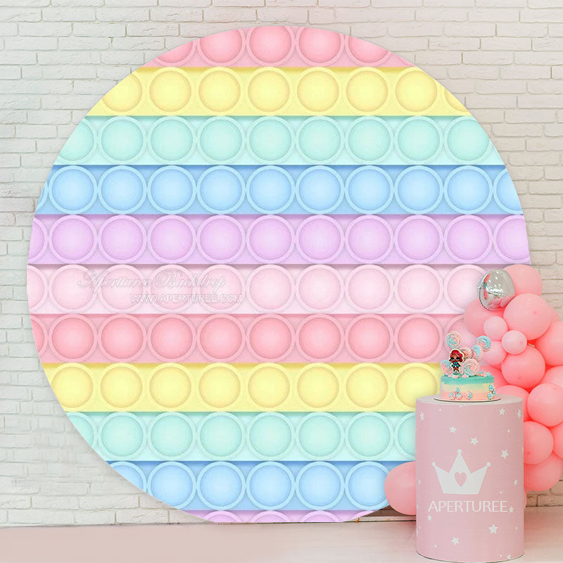 Aperturee - Cute Pop It Creamy Color Round Birthday Backdrop
