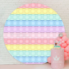 Aperturee - Cute Pop It Creamy Color Round Birthday Backdrop