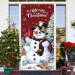 Aperturee - Cute Snowman Snowy Xmas Tree Christmas Door Cover