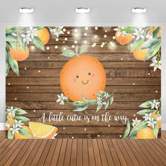 Aperturee - Cutie Rustic Wooden Orange Backdrop for Baby Shower