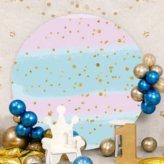 Aperturee - Cyan Abd Pink Gold Spot Round Birthday Party Backdrop