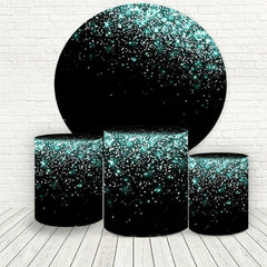 Aperturee Cyan Glitter Round Black Birthday Party Backdrop Kit