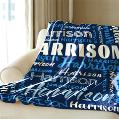 Aperturee - Dark Blue Customized Name Text Typeface Warm Blanket