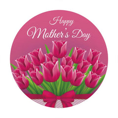 Aperturee - Dark Pink Floral Round Happy Mothers Day Backdrops