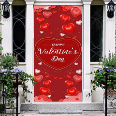 Aperturee - Dark Red Hearts Stripes Valentines Day Door Cover