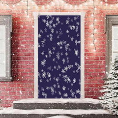 Aperturee - Deep Blue Snowflakes Simple Christmas Door Cover