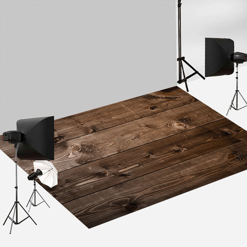 Aperturee - Deep Brown Old Burnt Texture Wood Rubber Floor Mat