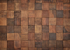 Aperturee - Deep Brown Pieces Of Planks Wood Rubber Floor Mat