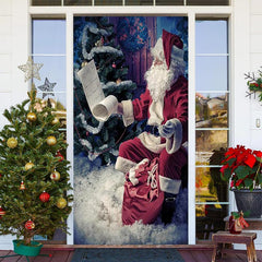 Aperturee - Deep Color Santa Claus Snowy Christmas Door Cover