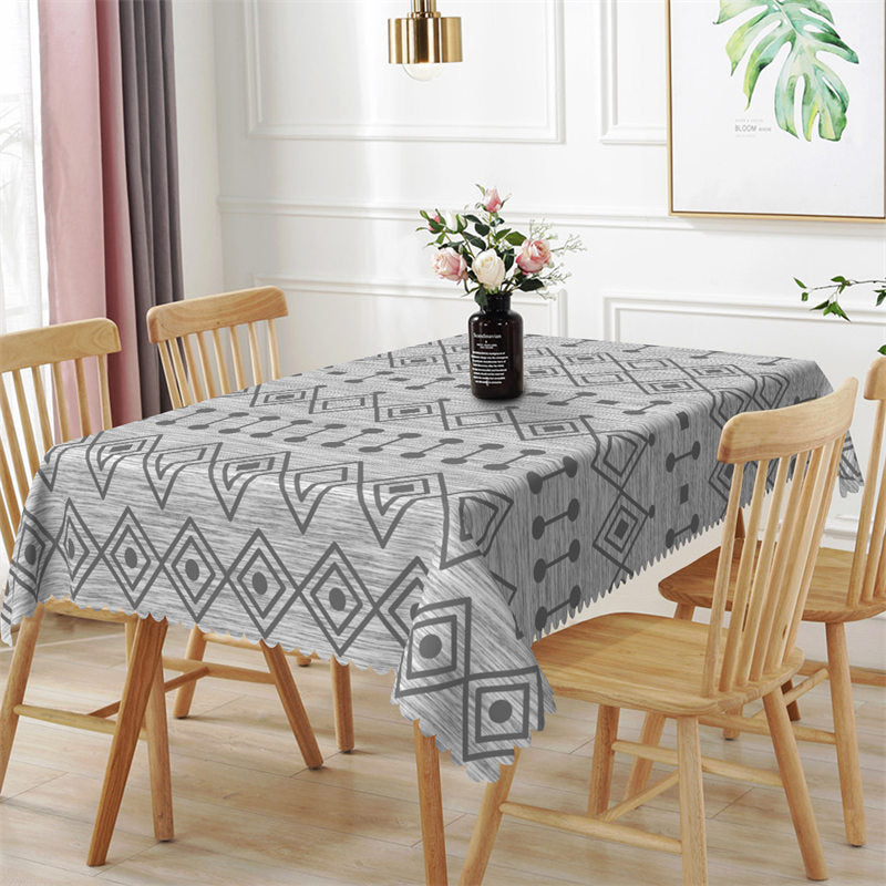 Aperturee - Deep Grey Rhombic Dots Modern Rectangle Tablecloth