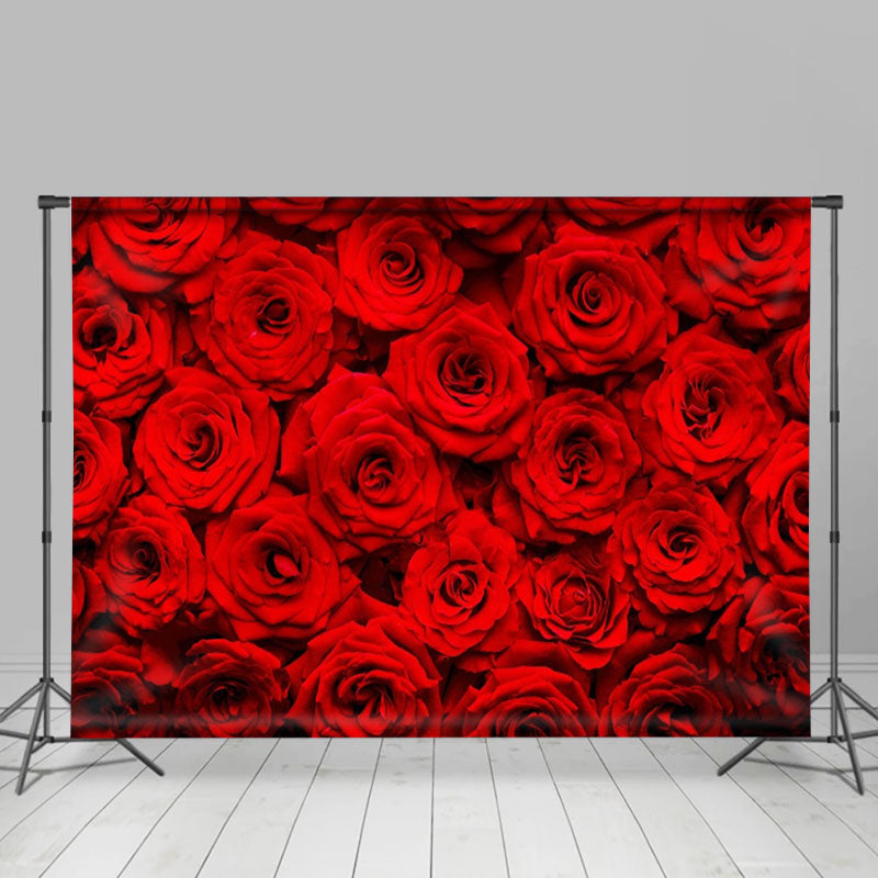 Aperturee - Deep Red Blooming Roses Valentines Day Backdrop