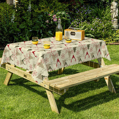 Aperturee - Deers Snowflake Pine Trees Repeat Christmas Tablecloth
