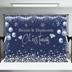 Aperturee - Denim Diamonds Glitter Deep Blue Christmas Backdrop