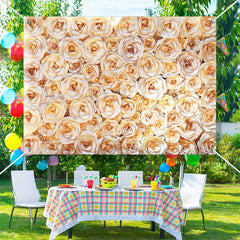 Aperturee - Dense Blooming Champagne Color Rose Floral Backdrop