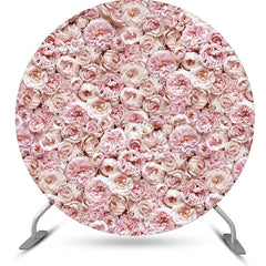 Aperturee - Dense Pink Floral Elegant Round Wedding Backdrop