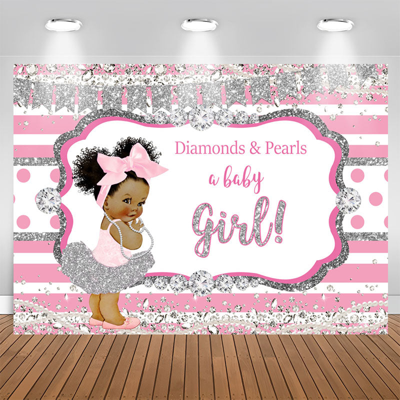 Aperturee - Diamonds And Pearls A Baby Girl Baby Shower Backdrop