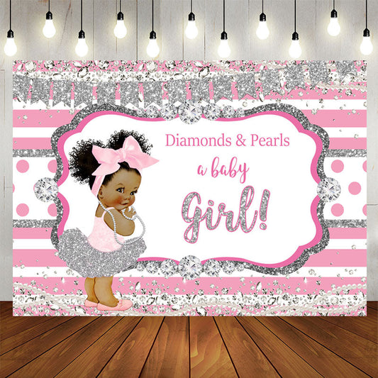 Aperturee - Diamonds And Pearls A Baby Girl Baby Shower Backdrop