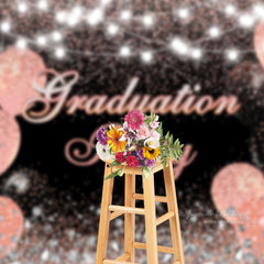 Aperturee - Diamonds Balloons Sparkling Black Grad Photo Backdrop