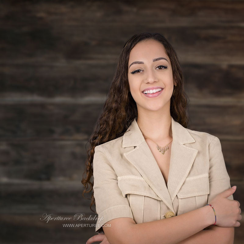 Aperturee - Dim Dark Brown Wood Texture Photo Booth Backdrop