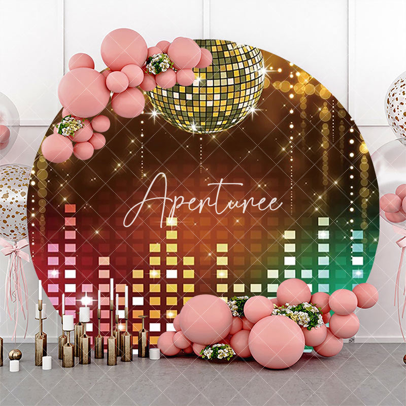 Aperturee - Disco Stage Sparkle Musical Round Party Backdrop