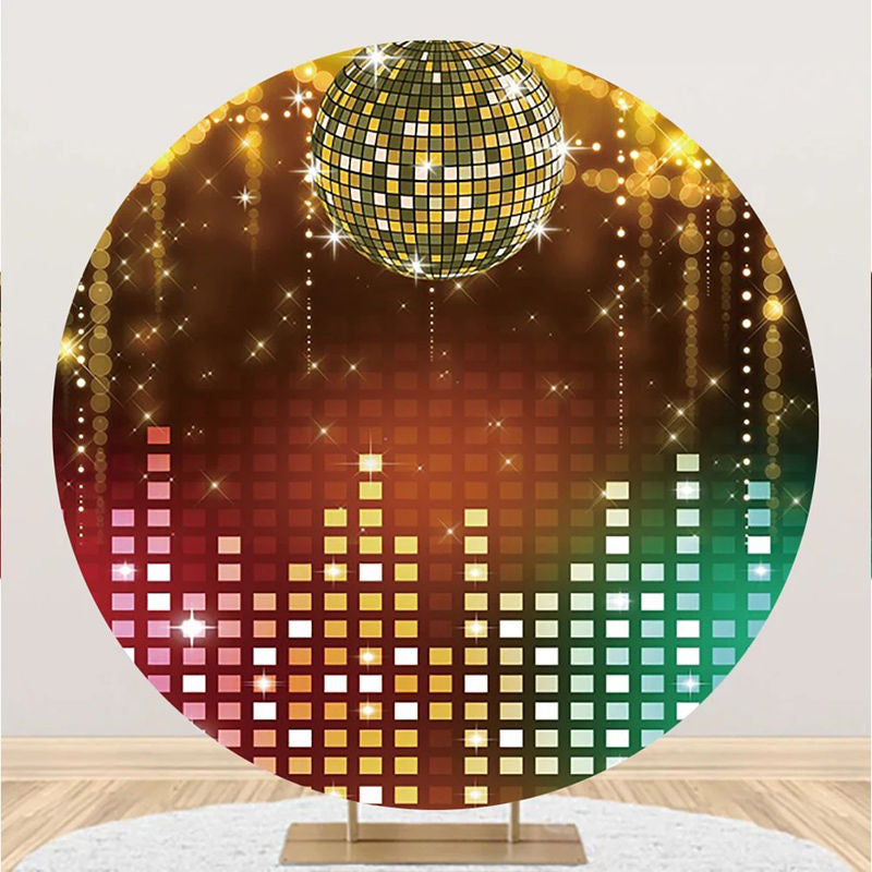 Aperturee - Disco Stage Sparkle Musical Round Party Backdrop